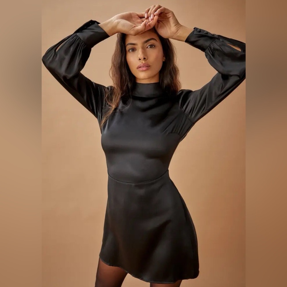 Reformation Kim Backless Silk Satin Mini Dress